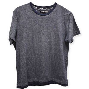 Calvin Klein Shirt M Mens Blue Heathered Crew Neck Short Sleeve Cotton Tee